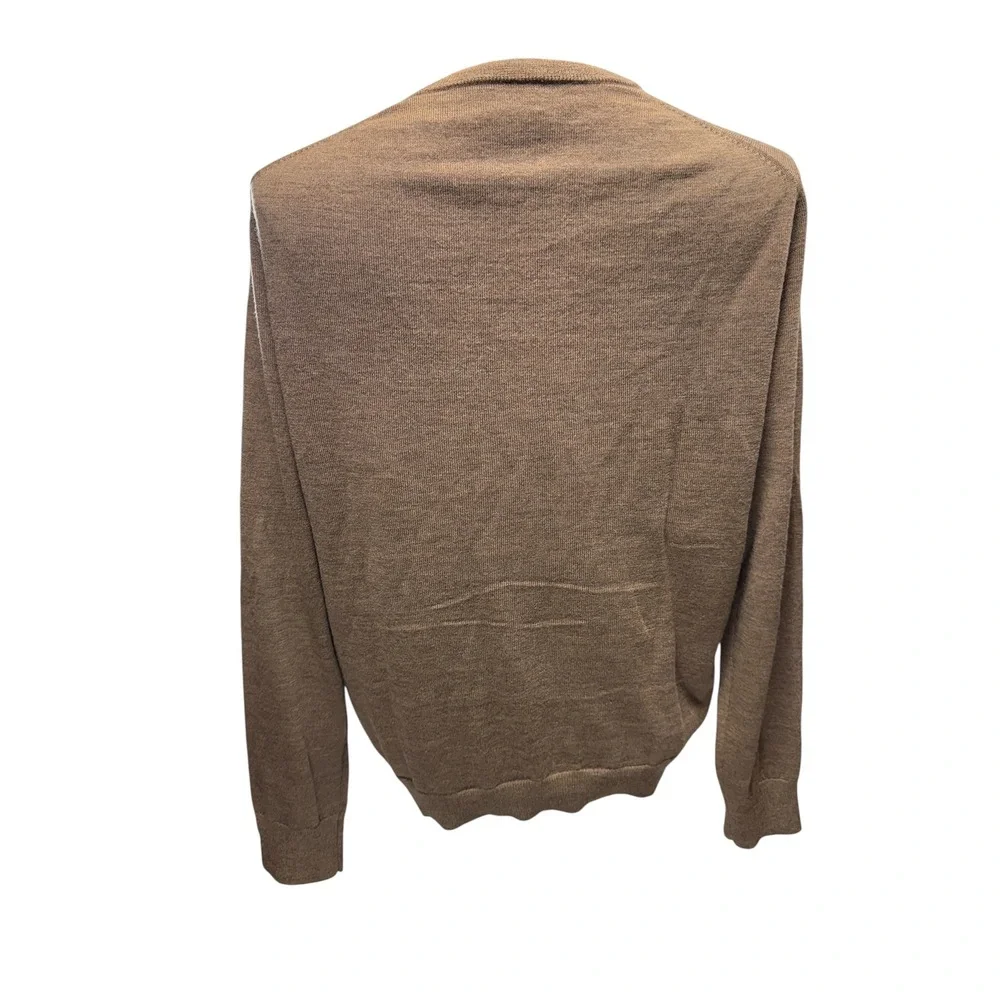 J.Crew Slim Italian Merino Wool V-Neck Sweater Mens Large Brown Tollegno 1900‎